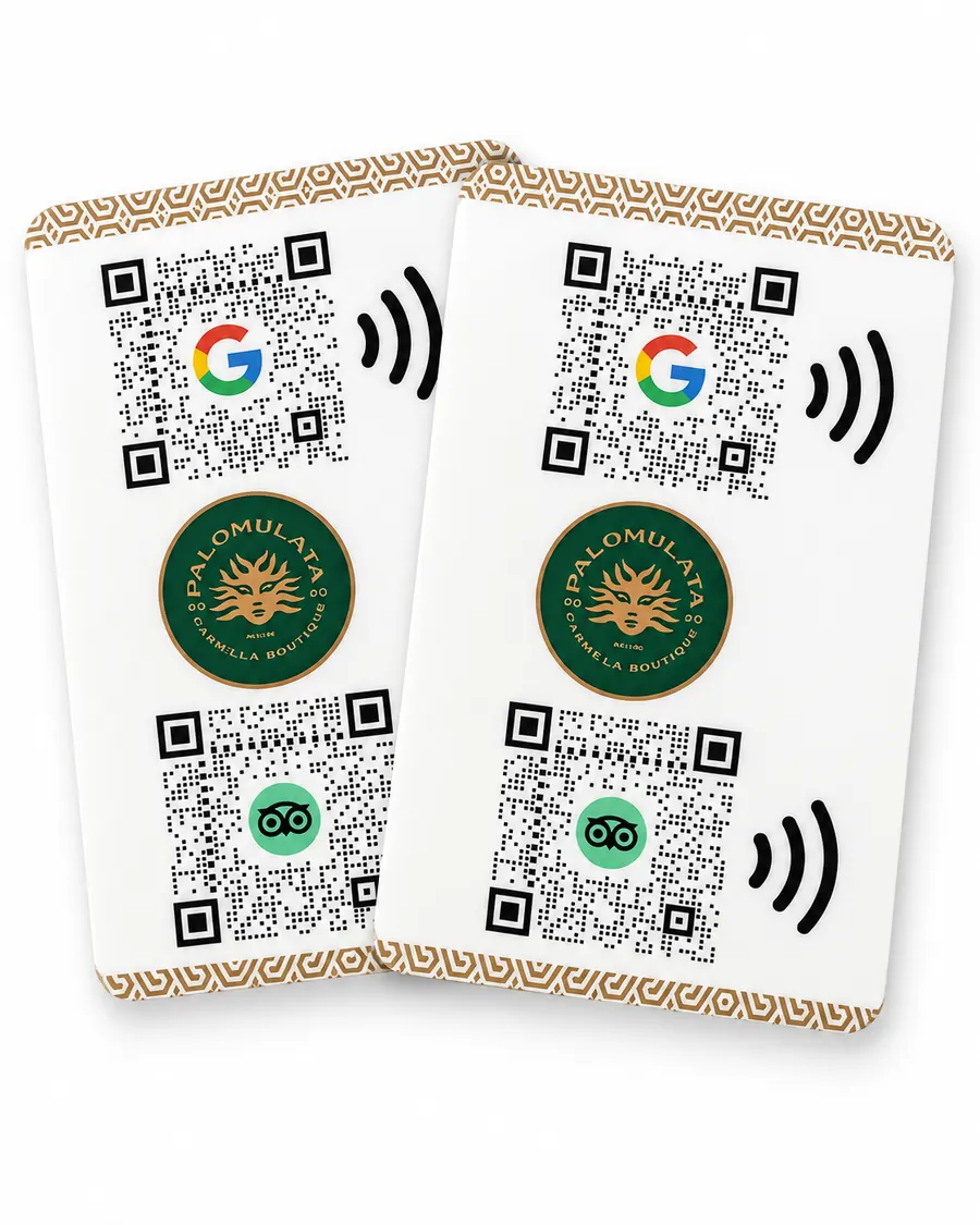 Tarjetas con dos códigos QR: Google y TripAdvisor